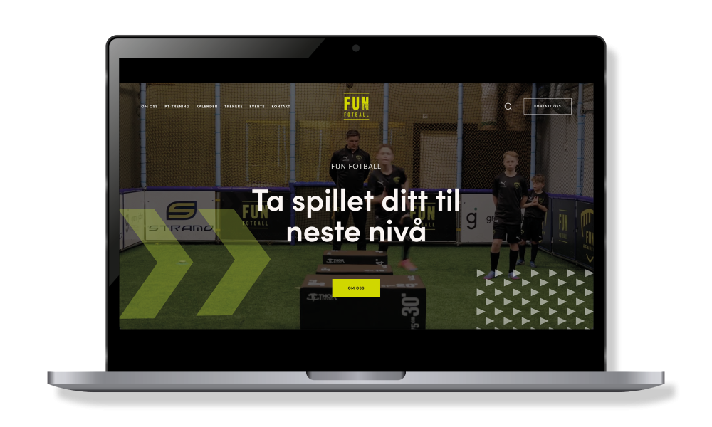 Mockup av nettsideprosjekt for Fun Fotball.